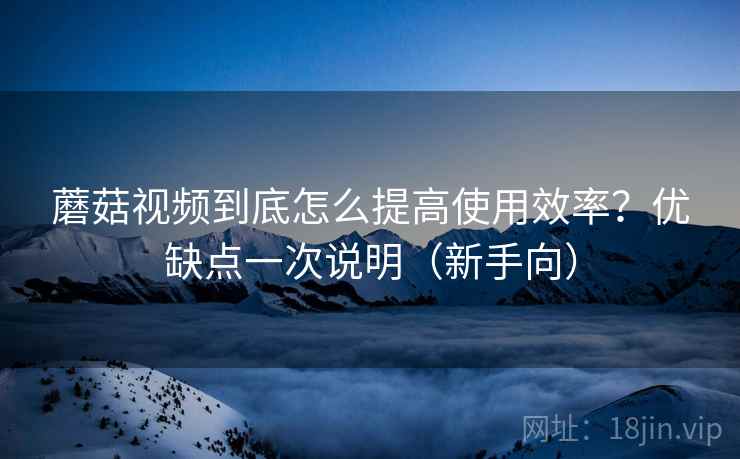 蘑菇视频到底怎么提高使用效率？优缺点一次说明（新手向）