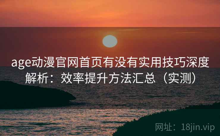 age动漫官网首页有没有实用技巧深度解析：效率提升方法汇总（实测）